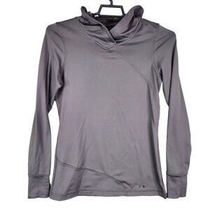 Womens Gray Under Armour Fitted Hooded Shirt Long Sleeve Active Size M